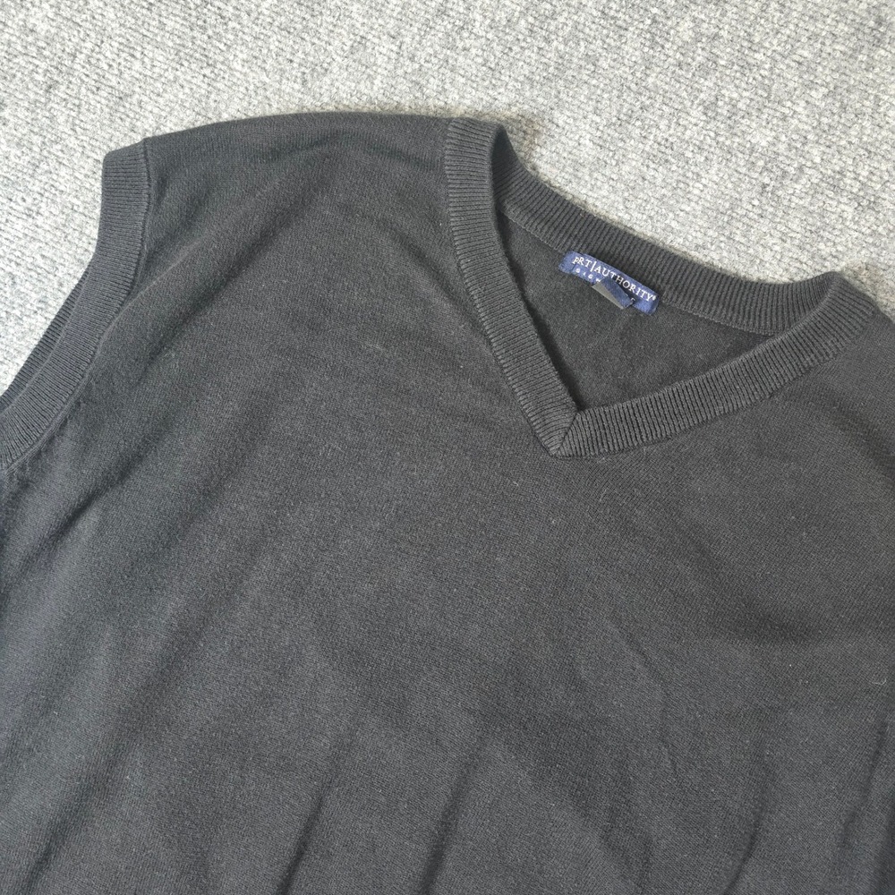 Port Authority Signature Black Sweater Vest XL Men V Neck Cotton Knit Sleeveless